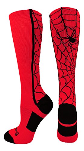Madsportsstuff Crazy Spider Web Over The Calf Socks (Scarlet/Black, Large) #TOP2