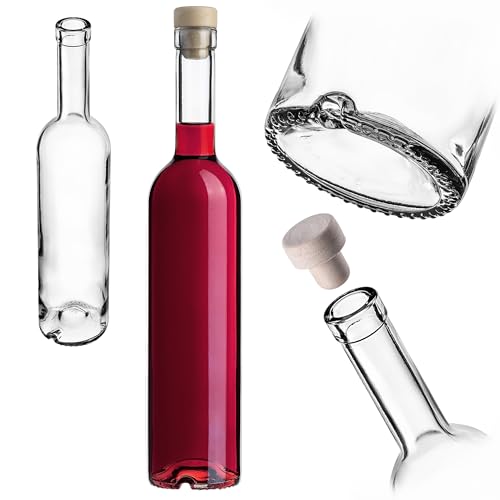 KADAX Botellas de vidrio de 500 ml, 1 pieza, botellas de licor con corcho, botellas vacías para llenar zumo, licor, aceite, vinagre, vino o jarabe, botellas de vino de vidrio