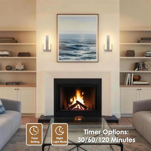 Image of KARTOOSH Rechargeable Wireless Wall Sconces,Battery Operated Modern Wall Light Set of Two with Remote Control,Dimmable,3000K /4000K /6000K,Timer,Cordless Lighting for Hallway,Bedroom,Living Room Nickel