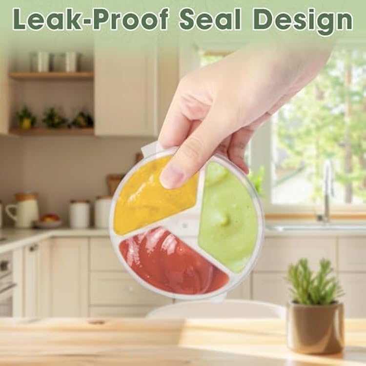 Snack Pack Containers, 50pcs Reusable 3-Compartment Microwave-Safe Snack Containers with Lids, Leakproof Plastic Food Storage for Meal Prep, Portion Control, Travel, Office, Camping