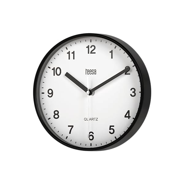 Teesa Uhr Analog Wand Universal 20 cm TSA0038B Schwarz