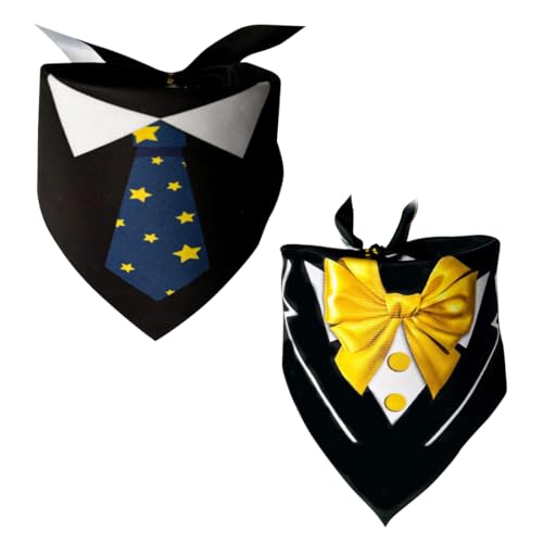 QGK 2 pezzi Collare a Bandana, da Smoking per Cani, Regolabile, Canottiera e Papillon, Formale Matrimonio Partito Papillon per i Cani, Cravatta Regolabile Pet Suit Bow Tie Bandana