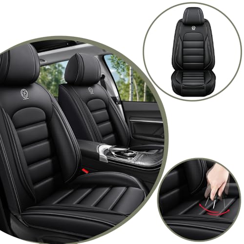Image of Universal Car Seat Covers for Honda Civic 1975-2026 Anti-Slip Seat Covers,Waterproof Faux Leather Full Coverage Car Seat Protectors Interior Accessories(2Pcs Standard /Black)