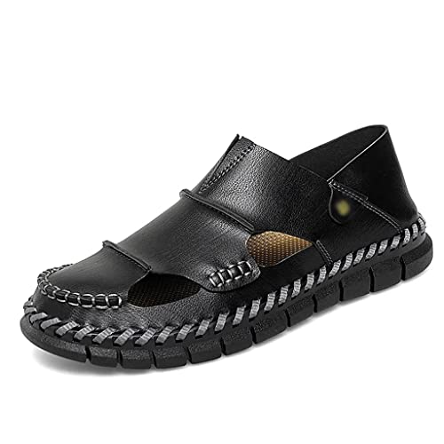 Leather Sandals Men Men's Sandals Outdoor Beach Hiking Slip-On Trekking Leisure Non-Slip Slippers(43)