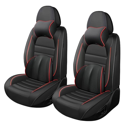 Image of Car Seat Covers for Ford F-150 F-250 F-350 XL XLT STX Lariat King Ranch Platinum Raptor Seat Covers 2007-2026, Waterproof Seat Protectors(Luxury 2 Seats /Black&Red)