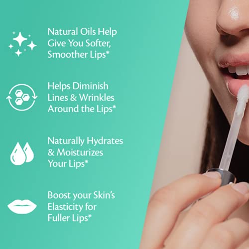 collagen lip plumper clinically proven lip enhancer for fuller softer lips increased elasticity reduce fine lines hydrating plump gloss lipstick primer teal peppermint 4 ml by m3 naturals