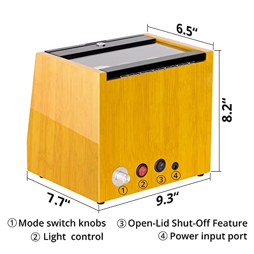 Jins&Vico Watch Winder Made Of Premium Bamboo Pattern For 5 Automatic Watches With High-Gloss Craftsmanship, 4 Setting Modes And Super Quiet Motor, Built-In Lock #TOP6