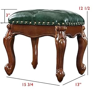 Small foot stool leather ottoman foot rest wooden footstool faux upholstered footrest for living room 15 34 x 13 x 12 12h green  urban country home decor