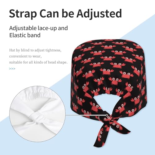 Image of Working Cap Scrub Cap with Sweatband Adjustable Unisex Women Tie Back Hat Nurse Surgical Caps