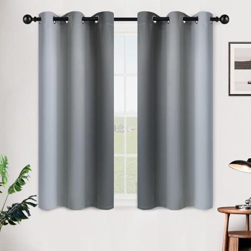 Image of SimpleHome Ombre Grey to Grey White Curtains for Living Room 42Wx45L | Room Darkening Curtains for Bedroom,Gradient Light Blocking Curtain,Thermal Insulated Grommet Window Drapes,2 Panels,45 Inch
