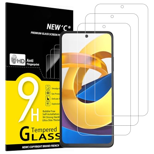 NEW'C 3 Piezas, Protector Pantalla para Xiaomi Poco M4 Pro 5G, Poco X4 GT, Cristal templado Antiarañazos, Antihuellas, Sin Burbujas, Dureza 9H, 0.33 mm Ultra Transparente, Ultra Resistente