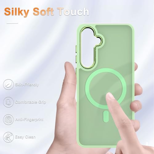 Image of for Samsung Galaxy S24 FE Case, Matte Magnetic Phone Case with 1 Screen Protector, Support for Magsafe, Translucent Frosted Slim Shockproof Protective Cover for Samsung Galaxy S24 FE, Mint Green | Matte