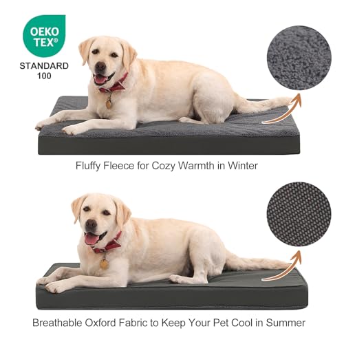 VoltaEcho Orthopädisches Hundebett, Wasserdichtes, Waschbares Hundematratze mit Abnehmbarer Hülle, Eierschaumkastenmatte mit Umkehrbarer Gestaltung,104 * 68 * 8CM