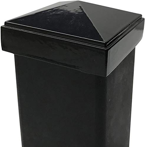 2.5" x 2.5" Aluminium Pyramid Post Cap for Metal Posts - Pressure Fit - Black (4 Pack) - Thumbnail 5