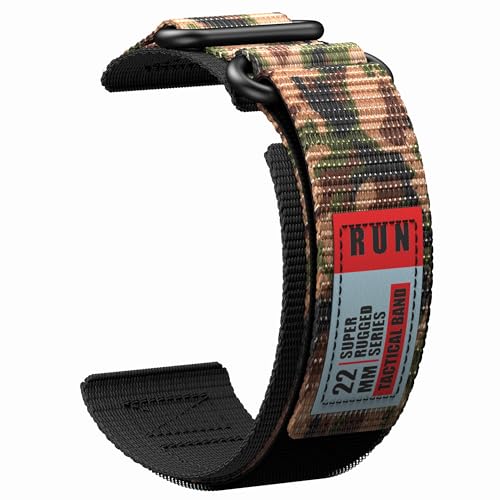 CARBINOX 22mm Nylon Watch Band, Fits Any 22mm Watch, Grey Camo Apex #18