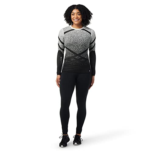 Smartwool Women's Intraknit Thermal Merino Base Layer Pattern Crew Black-White S