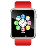 Padgene Bluetooth Smart Watch GSM Phone Watch with Camera for Samsung Nexus HTC Sony and Other Android Smartphones, (Red2)