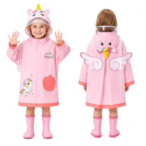 PANCA Kids Raincoat with Hood & Wide Brim – Waterproof EVA Raincoat for Boys & Girls (5–8 Years) | Poncho Style Rain Wear with School Bag Cover | Fold