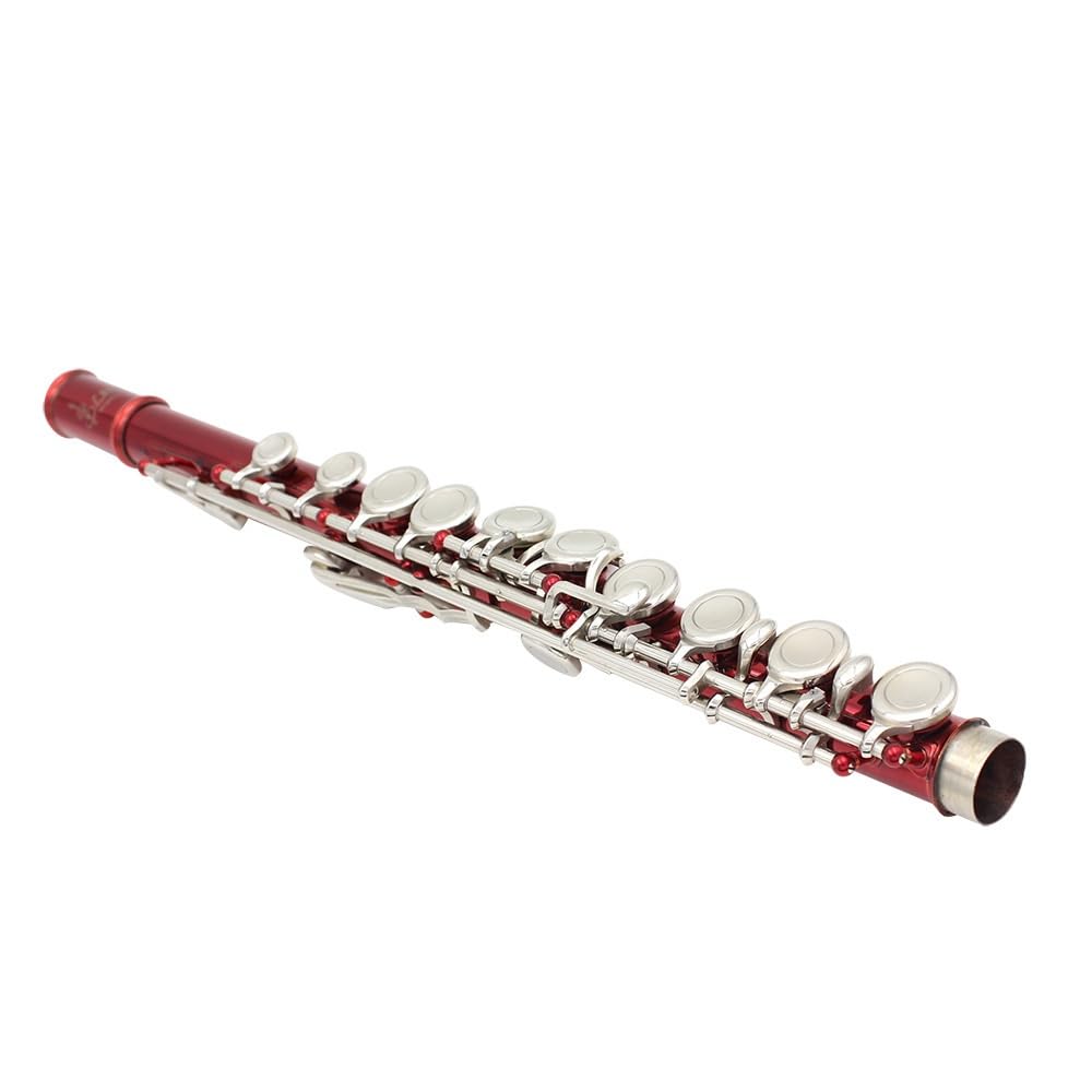 Flauta roja de 16 orificios, tecla C, cuerpo de tubo de cobre blanco, orificio de sonido técnico de dibujo en frío, multicolor opcional, adecuado for principiantes, caja de almacenamiento de cuero y j