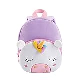 Cute Kids Toddler Backpack Plush Toy Animal Cartoon Children Bag for 2~5 Years Baby (Purple Unicorn)