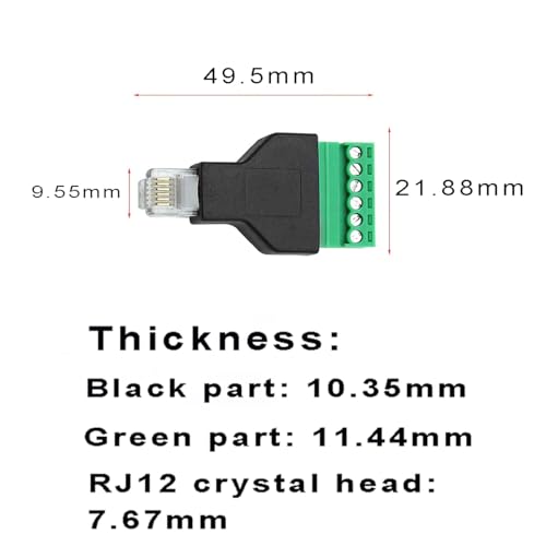 Adaptador RJ12 Macho 6 Pin a Terminal de Tornillo 2 Pzas miniatura 2