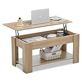 TUKAILAi Mesa de Centro Elevable y Extensible, Mesa Cafe con Compartimento de Almacenamiento Elevable para Salón Comedor Recepción (Marrón)
