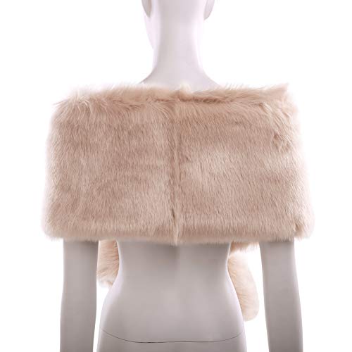 KAMA BRIDAL Women Long Faux Fur Shawl Bridal Stole Cover Up Winter Soft Bolero Scarf3