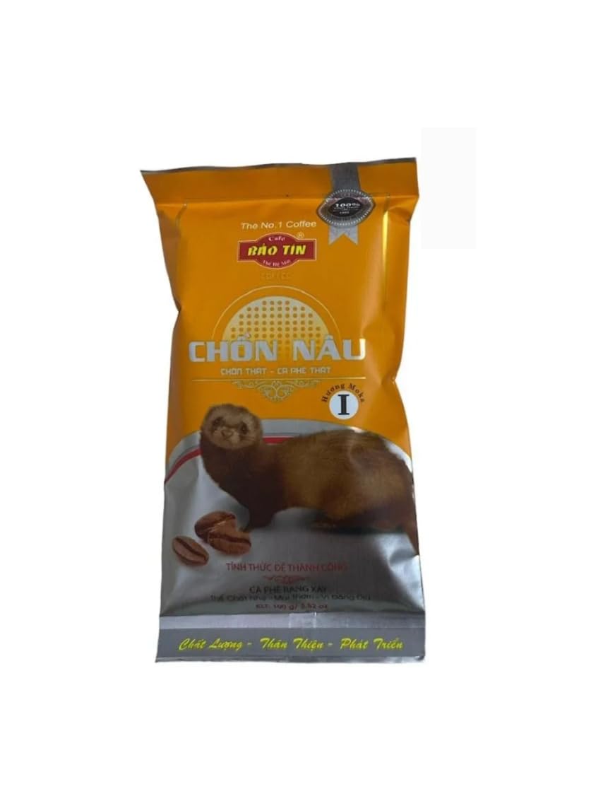 Bao Tin Chon Nau Vietnamese Ground Kopi Luwak Rare Weasel Civet Cat, Premium Coffee, 100g (1, Orange)
