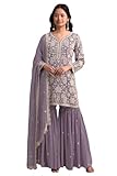 Shriva Fashion Indian ready to wear salwar kameez for Festival wedding party plus size Sharara suit party for women (2874) (Purple, 38)