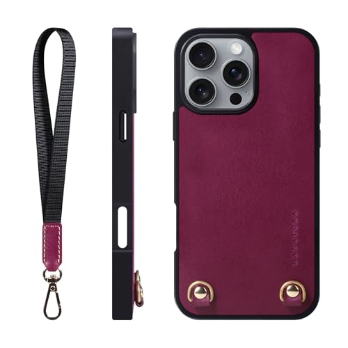 HANATORA for iPhone 16ProMax �P�[�X �{�v �ϏՌ� �X�g���b�v�����O �X�}�z�P�[�X �X�}�z �n���h�X�g���b�v �t�� �C�^���A�����U�[ �M�t�g �}�O�l�b�g�Ȃ� �p�[�v�� TGN-16ProMax-Purple