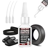 Rubber Glue, 30g Super Glue for Rubber, Tires, Seals, Gaskets, Shoe Soles, Hose, Tire Adhesive Heavy Duty, Waterproof, with Anti-Clog Cap, Heat-Resistant (with 3 Droppers)