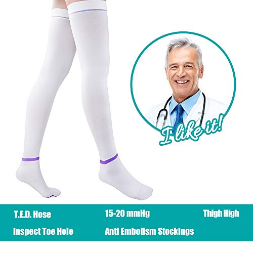 T.e.d. Anti Embolism Stockings For Women Men Thigh High, 15-20 Mmhg Compression Ted Hose With Inspect Toe Hole #TOP2