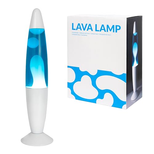 GIFTMARKET – Lampe à lave bleu. Lampe rétro de table de chevet 34 x 8,5 cm avec 2 ampoules fournies. Idée cadeau originale et amusante pour adolescents et...