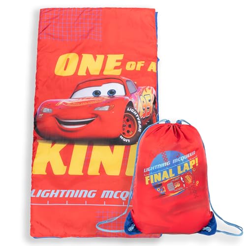 Image of Jay Franco Disney Pixar Cars One of A Kind Slumber Sack - Cozy & Warm Kids Lightweight Slumber Bag /Sleeping Bag - Featuring Lighting McQueen