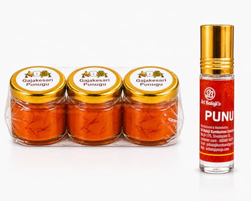 Image of Gajakesari Punugu (Sri Balaji's), Pack of 3 with Free Punugu Perfume Oil, Roll-on, Traditional