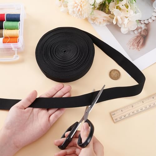 Bande élastique en peluche noire de 10m ruban plat polyester pour projet de couture