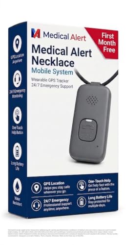 Medical Alert Necklace Mobile System, Wearable GPS Tracker, 24/7 Emergency