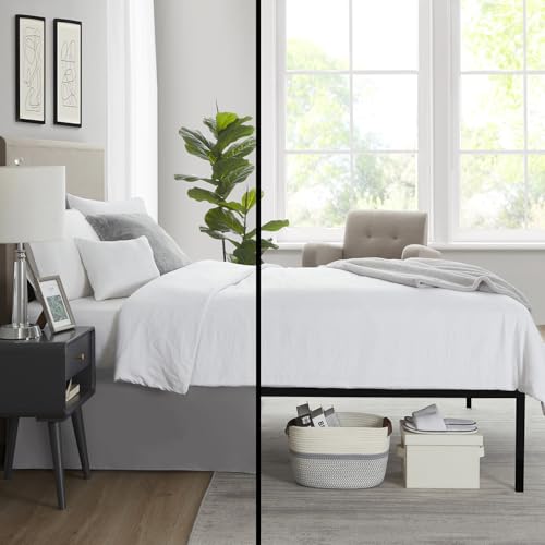Image of Nestl Grey Blue Bed Skirt Cal King Size - Cal King Bed Skirt 14 Inch Drop - Brushed Microfiber Bed Skirts - Hotel Quality Pleated Bed Skirt - Shrinkage & Fade Resistant
