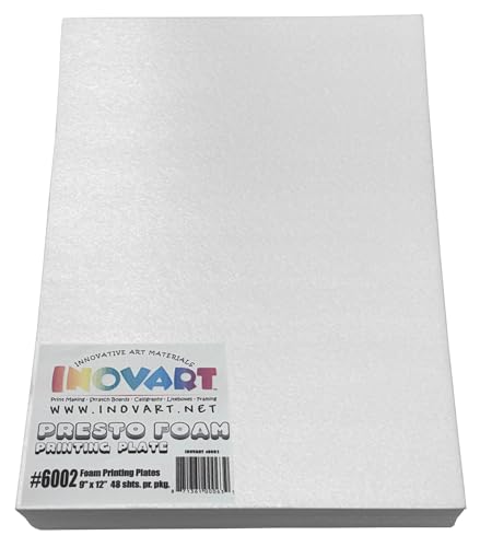 INOVART Presto Foam Printing Plates, 9"x12", 48 Sheets