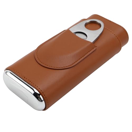 WPPQWP Étui à cigares en cuir pour 3 cigares - Avec coupe-cigares - Cave à cigares cubains - Coffret cadeau pour papa le jour de la fête des pères ou un anniversaire (marron)