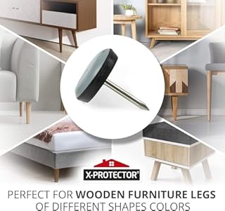 Chair Glides X-Protector – 1" Furniture Glides 24 pcs – Grey Nail-on Chair Sliders – Premium Chair Leg Floor Protectors – Slide Effortlessly with Chair Leg Pads That Protect Your Floor!