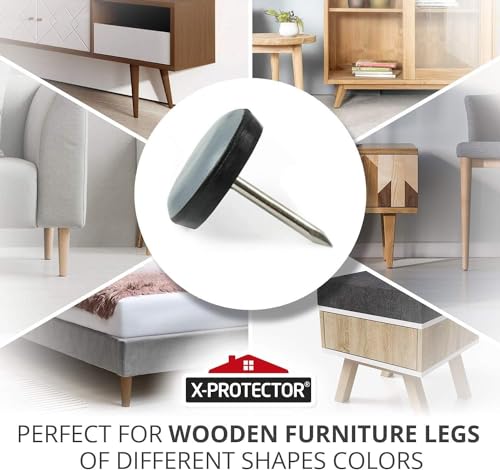 Chair Glides X-Protector – 1\" Furniture Glides 24 pcs – Grey Nail-on Chair Sliders – Premium Chair Leg Floor Protectors – Slide Effortlessly with Chair Leg Pads That Protect Your Floor! - Thumbnail 3