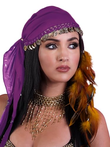 Arsimus Gypsy Belly Dancer Coin Headpiece (Purple/Gold)