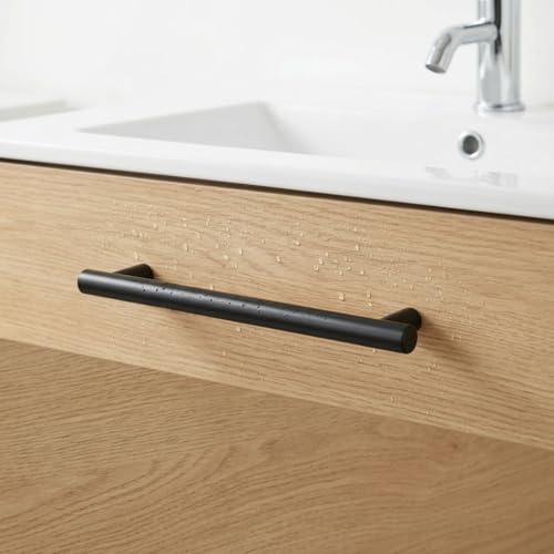 Cheukka 8 Stück Möbelgriffe Edelstahl,128mm lochabstand Küchengriffe,Schwarz Schrankgriffe Edelstahl,Türgriffe,Schubladengriffe,Kleiderschrank Griffe,Küche Griffe Schwarz