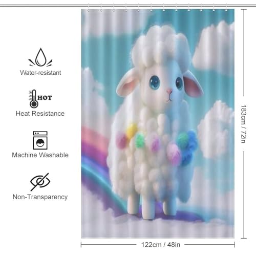 Rideau de douche mouton en polyester haut de gamme lavable avec œillets