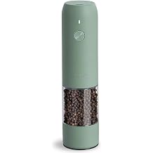 Electric Salt and Pepper Grinder, USB Rechargeable, Automatic Salt and Pepper Shaker, Adjustable Coarseness, Electric Pepper Mill, LED Light, Refillable, Kitchen Gadgets Sage