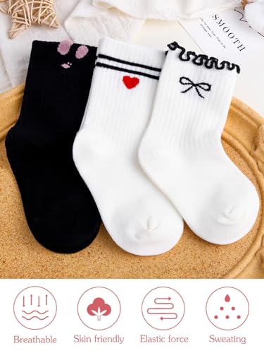 Urieo Baby Crew Socks Girls Toddler Ruffle Socks Comfy Cotton Ankle Socks for 18-24 months2