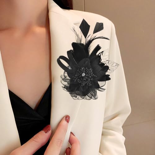 Image of Extra Large Flower Brooches for Women Lapel Pins Dainty Fabric Brooches Big Camellia Lady Flower Fascinator Hatpin Hair Clip for Wedding Prom Party Dance Banquet Ceremony Clothes Accessories Jewelry