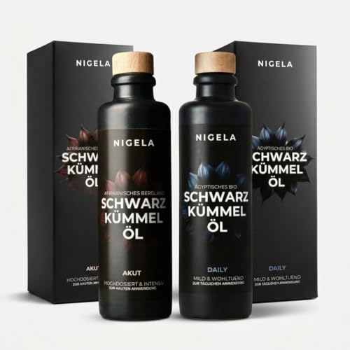 Nigela Schwarzkümmel Öl Bundle aus Deutschland - Nigella Sativa Set ungefiltert aus kaltgepresstem Schwarzkümmelöl hochdosiert - Black Seed Oil mit bis 2300mg Thymochinon