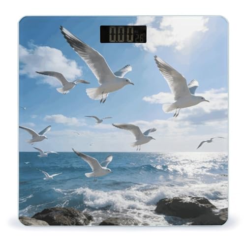 Báscula digital de baño con vidrio templado y pantalla LCD